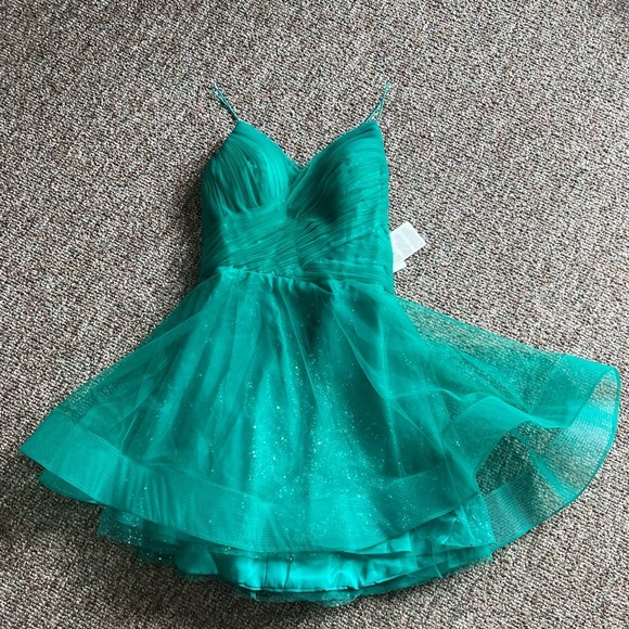 STACEES Hunter Green A Line Glitter Mini Dress Size 12 NWT -  cruiseboatoman.com